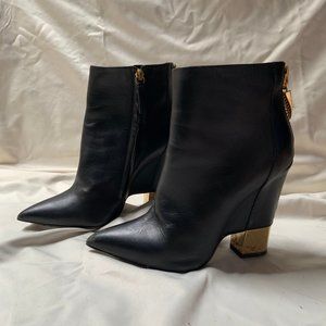 Zanotti Ester Gold-Heel Black Booties, 38.5